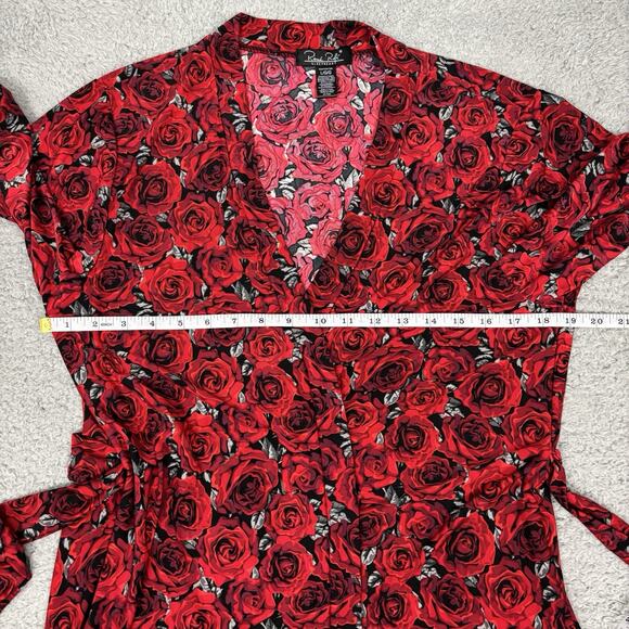 Rene Rofe Womens Robe Tie Waist sz Large Roses Bloomcore Super Soft Lightweight - Picture 9 of 13